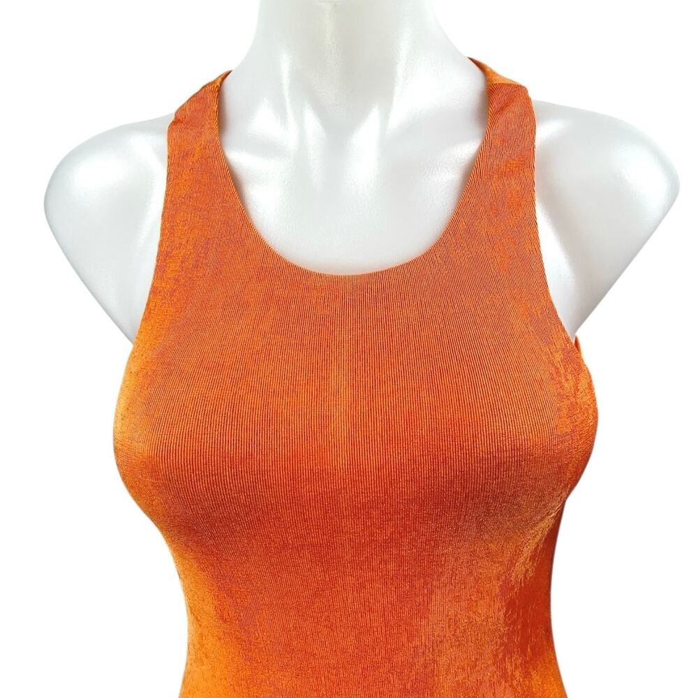 Lioness Orange Velvet Velour Sleeveless Racerback Tank Mini Bodycon Dress Size S - Picture 3 of 5